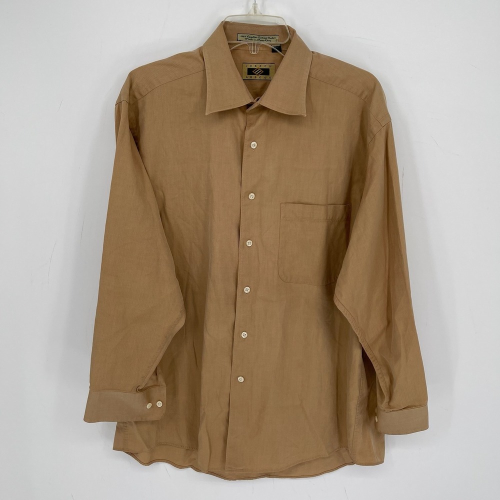 Joseph Abboud Men's Vintage Tan Egyptian Cotton Button Up Dress Shirt Size 16.5